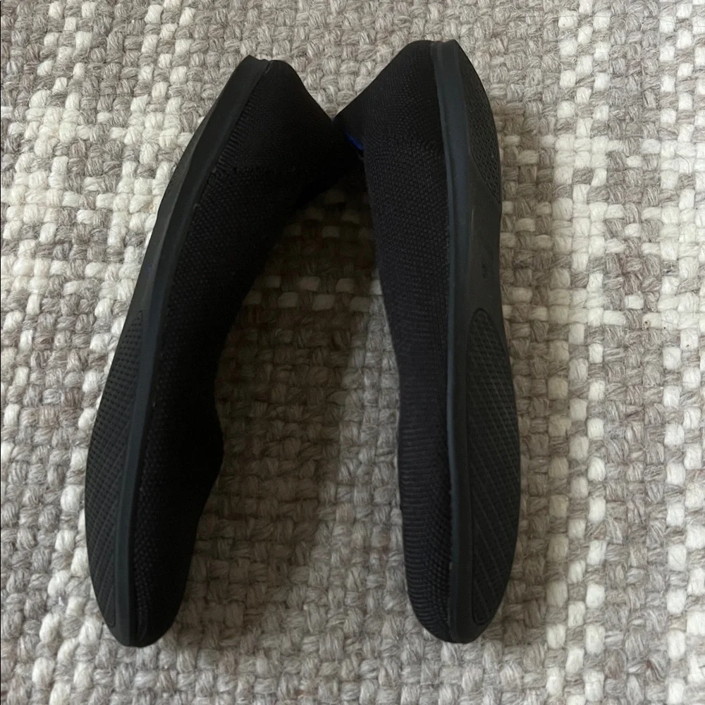Rothys The Flat Classic Black Round Toe 7 Ballet Comfort Slip On Flexible - Picture 2 of 7